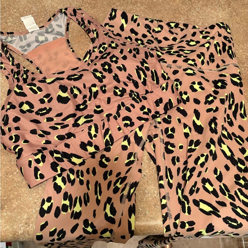 Fabletics Leopard Print Sports Bra & Leggings
